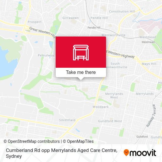 Cumberland Rd opp Merrylands Aged Care Centre map