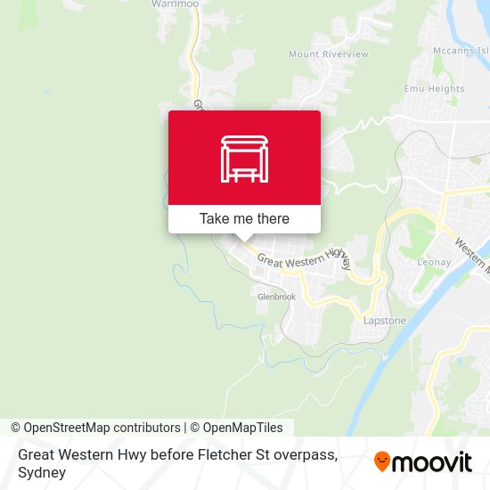 Great Western Hwy before Fletcher St overpass map