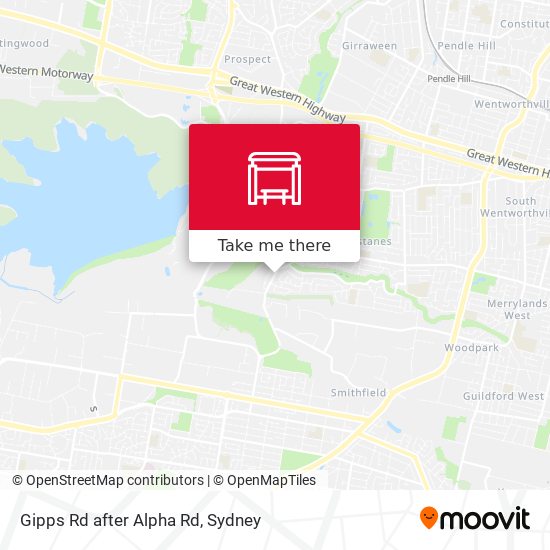Gipps Rd after Alpha Rd map