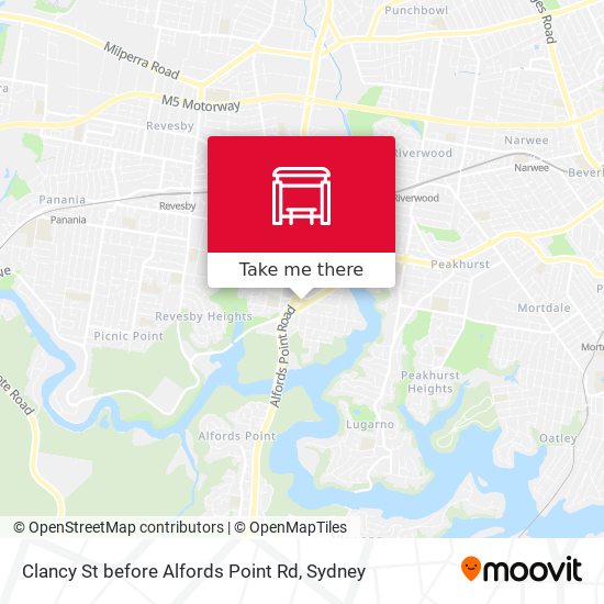 Clancy St before Alfords Point Rd map