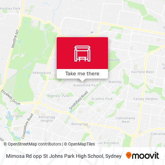 Mimosa Rd opp St Johns Park High School map