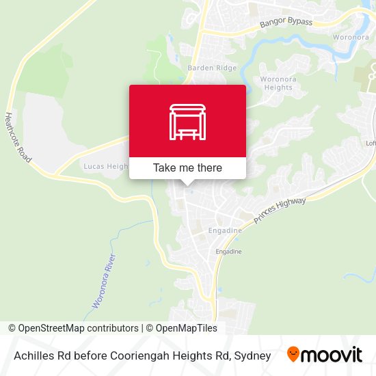 Achilles Rd before Cooriengah Heights Rd map