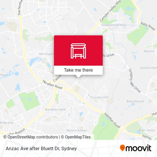 Anzac Ave after Bluett Dr map