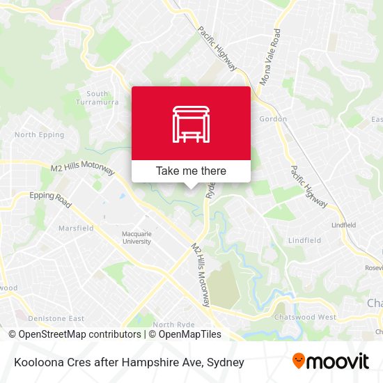 Kooloona Cres after Hampshire Ave map