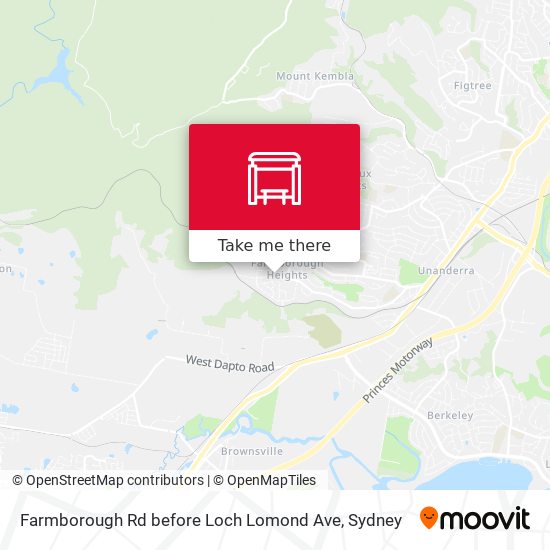 Farmborough Rd before Loch Lomond Ave map