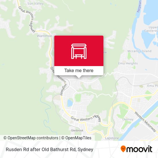 Rusden Rd after Old Bathurst Rd map