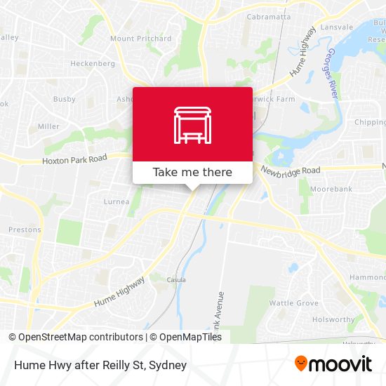 Hume Hwy after Reilly St map