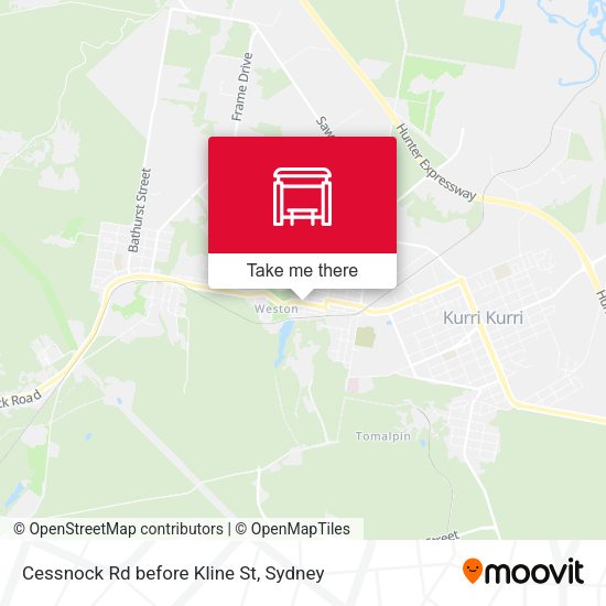 Cessnock Rd before Kline St map