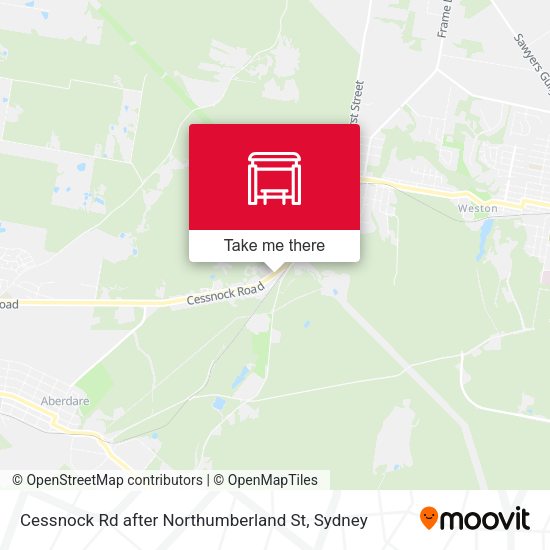 Cessnock Rd after Northumberland St map