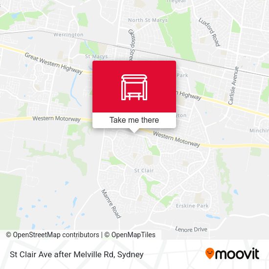 St Clair Ave after Melville Rd map
