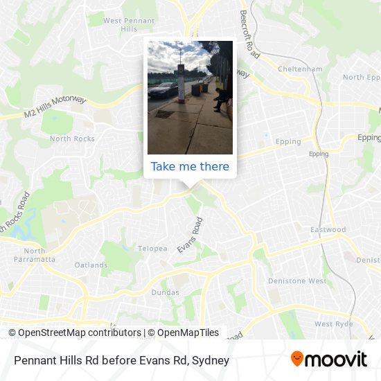 Pennant Hills Rd before Evans Rd map