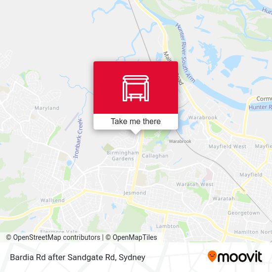 Bardia Rd after Sandgate Rd map