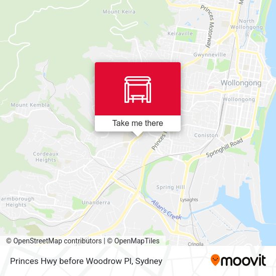 Princes Hwy before Woodrow Pl map