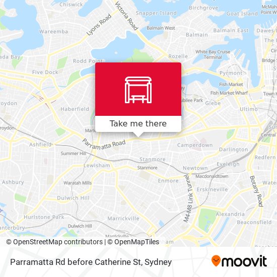 Parramatta Rd before Catherine St map