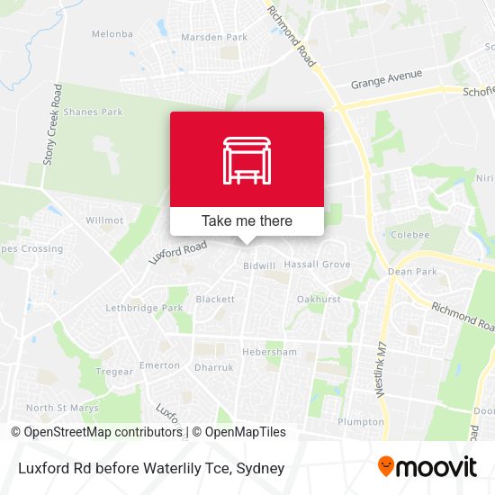 Luxford Rd before Waterlily Tce map