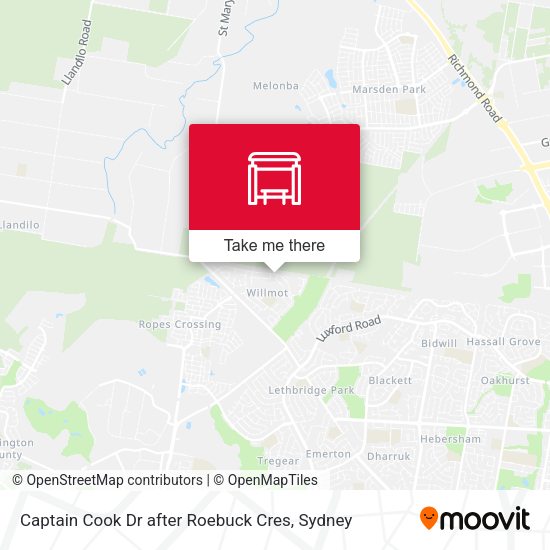 Captain Cook Dr after Roebuck Cres map