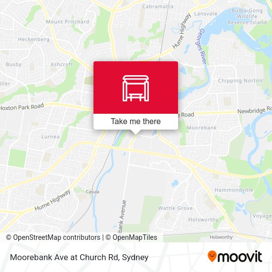 Moorebank Ave at Church Rd map