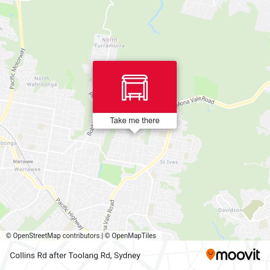 Collins Rd after Toolang Rd map