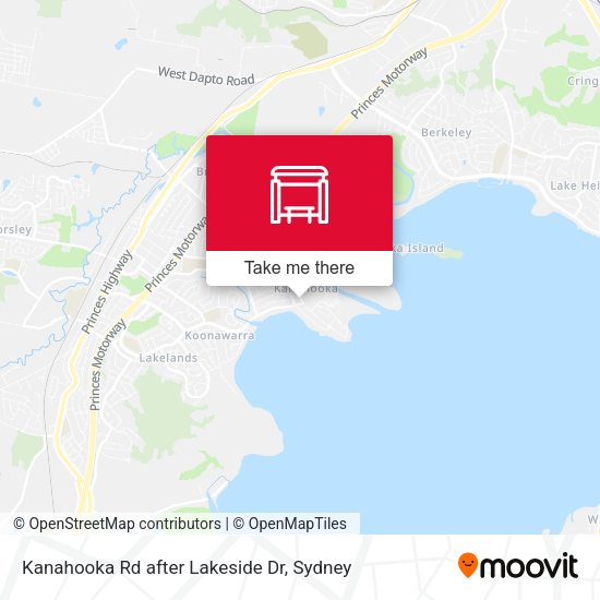Kanahooka Rd after Lakeside Dr map