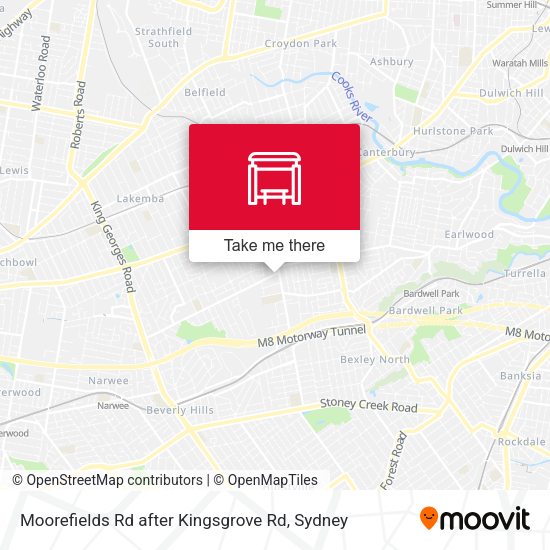 Moorefields Rd after Kingsgrove Rd map