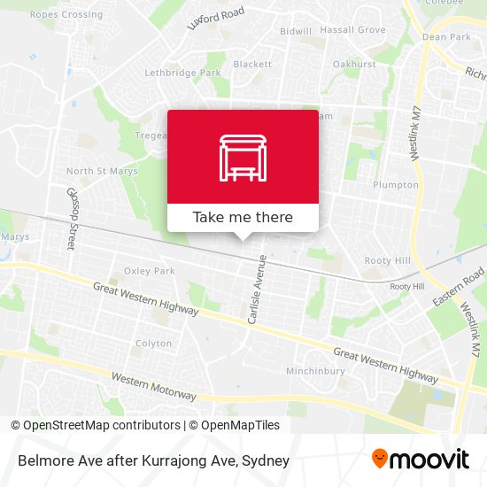 Belmore Ave after Kurrajong Ave map