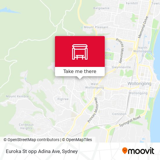 Euroka St opp Adina Ave map