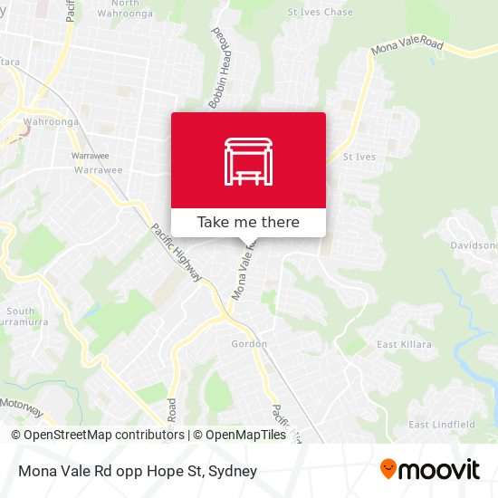 Mona Vale Rd opp Hope St map