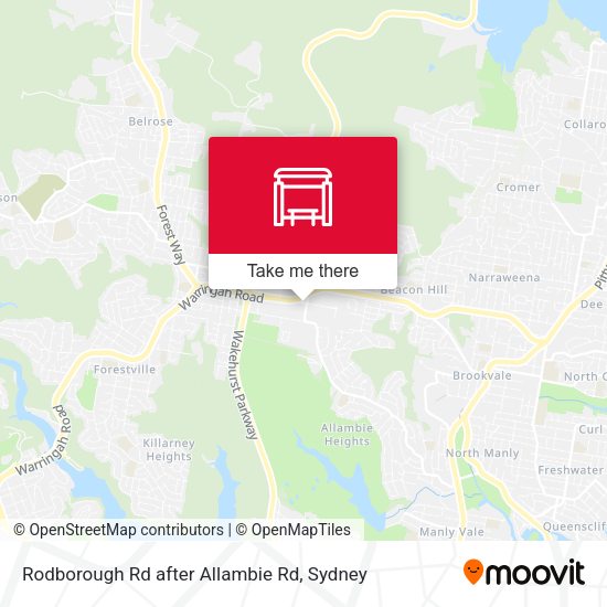 Rodborough Rd after Allambie Rd map