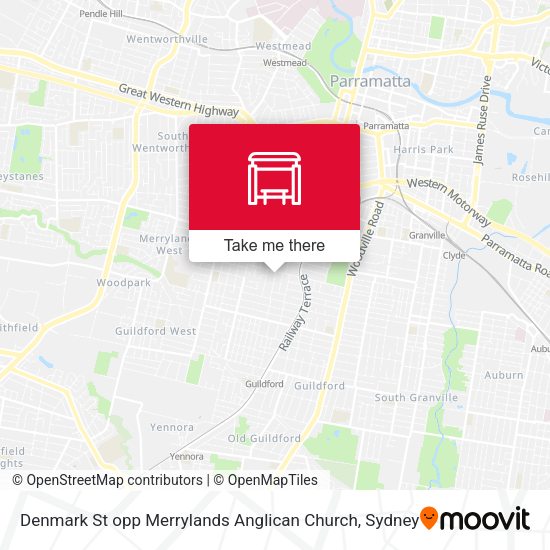 Denmark St opp Merrylands Anglican Church map