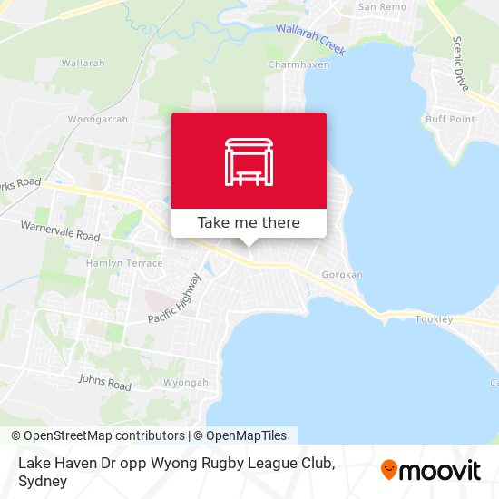 Mapa Lake Haven Dr opp Wyong Rugby League Club