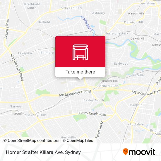 Homer St after Killara Ave map