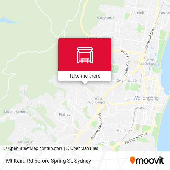 Mt Keira Rd before Spring St map