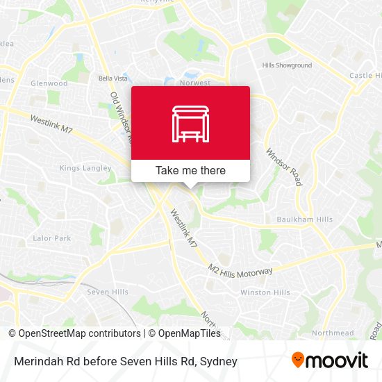 Merindah Rd before Seven Hills Rd map