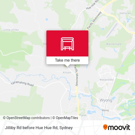 Jilliby Rd before Hue Hue Rd map