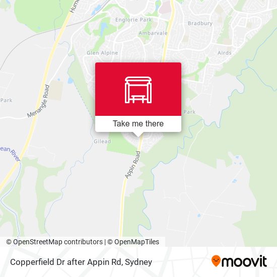 Copperfield Dr after Appin Rd map