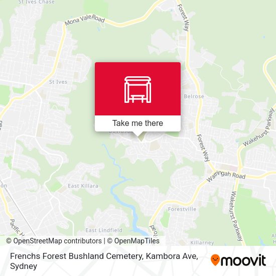 Frenchs Forest Bushland Cemetery, Kambora Ave map