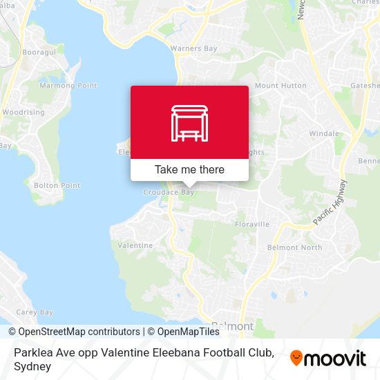 Parklea Ave opp Valentine Eleebana Football Club map
