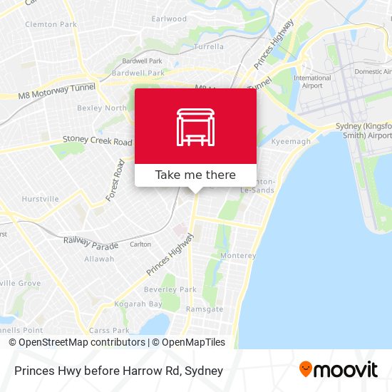 Princes Hwy before Harrow Rd map