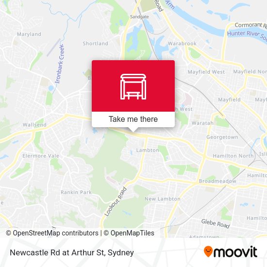 Newcastle Rd at Arthur St map