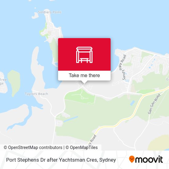 Port Stephens Dr after Yachtsman Cres map