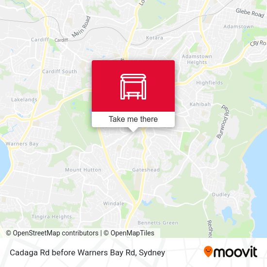 Cadaga Rd before Warners Bay Rd map