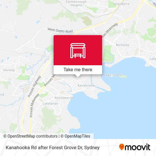 Kanahooka Rd after Forest Grove Dr map