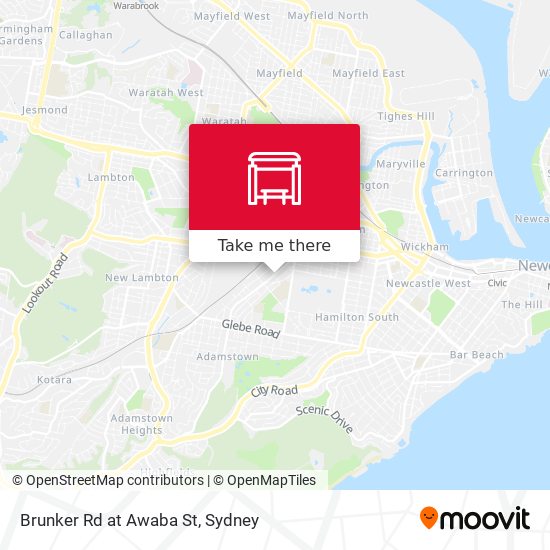 Brunker Rd at Awaba St map