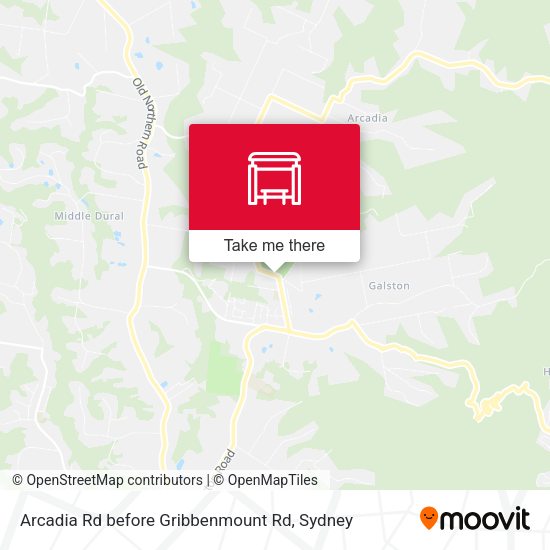 Arcadia Rd before Gribbenmount Rd map