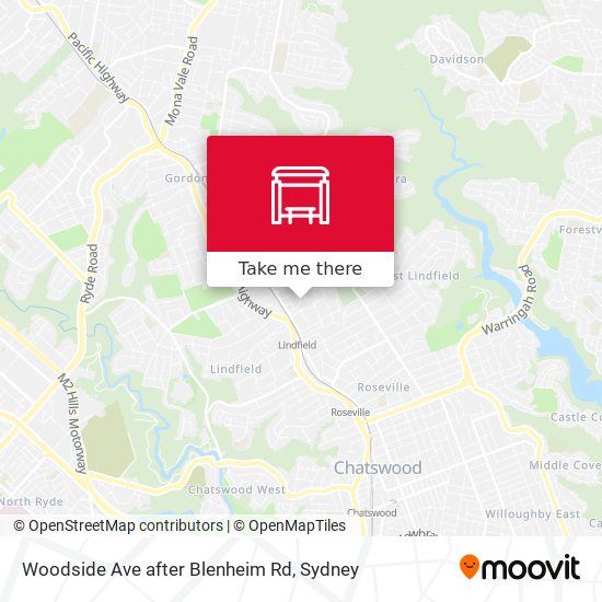 Woodside Ave after Blenheim Rd map