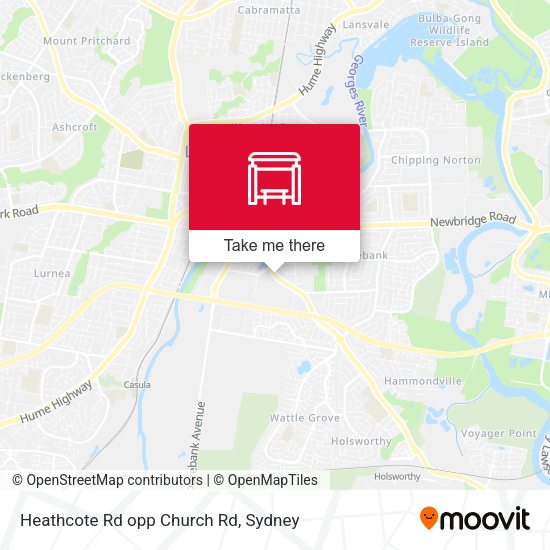Heathcote Rd opp Church Rd map