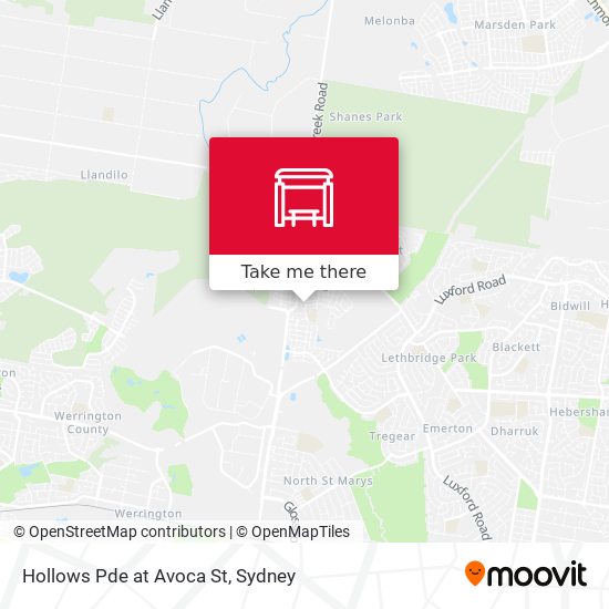 Hollows Pde at Avoca St map