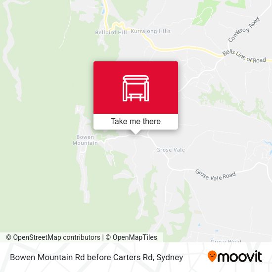 Bowen Mountain Rd before Carters Rd map