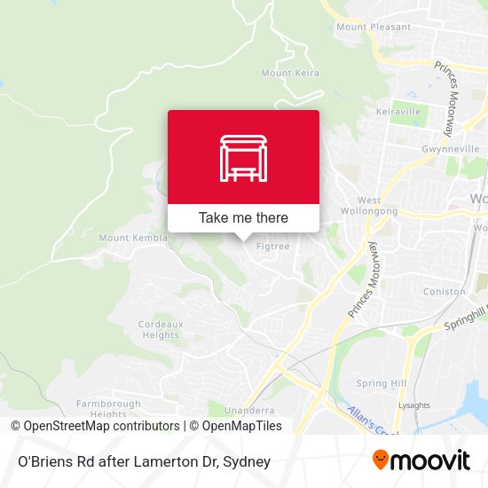 O'Briens Rd after Lamerton Dr map