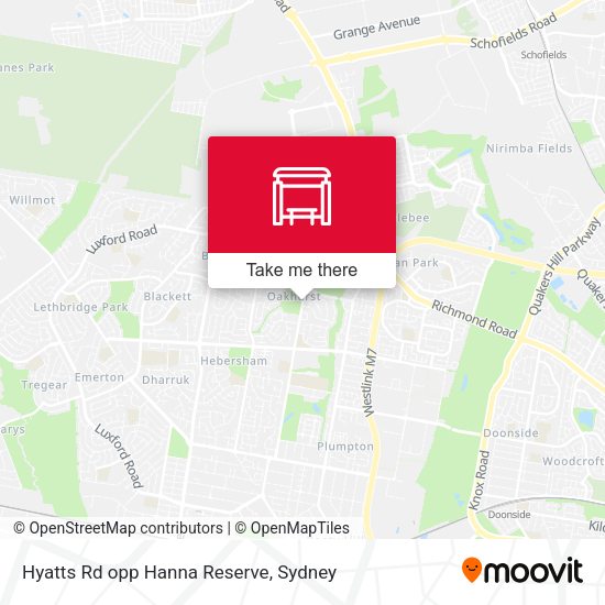 Hyatts Rd opp Hanna Reserve map